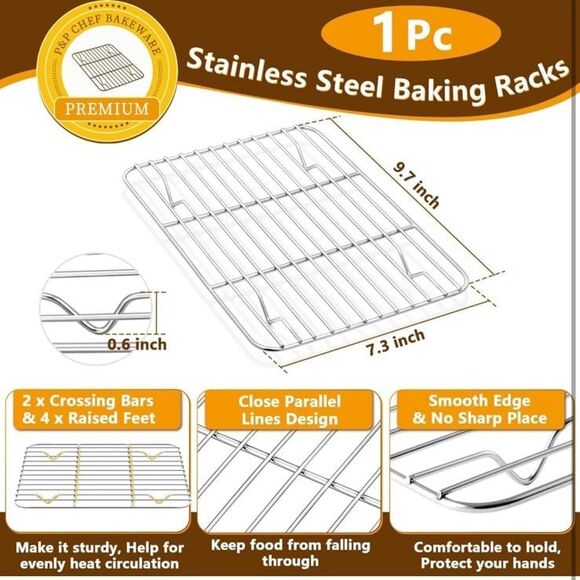 P&P CHEF Toaster Oven Tray and Rack Set, Stainless Steel Baking Pan NWT - Picture 6 of 8